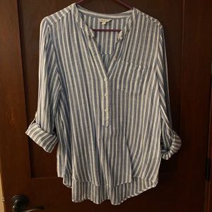 Lucky Brand Blue and White Striped Shirt, Size Medium